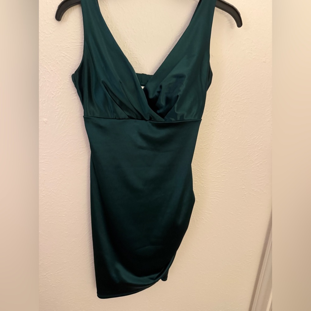 Dark Green Satin Mini Dress